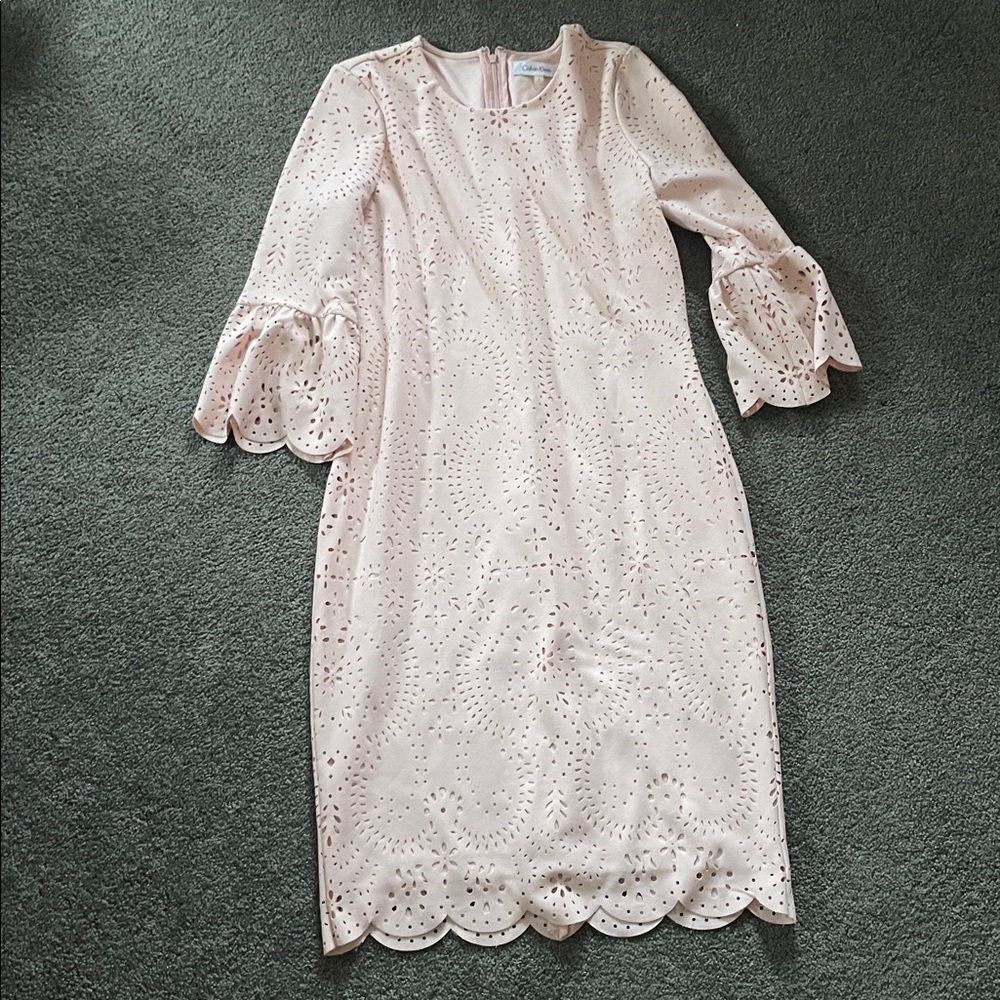 Calvin Klein Elegant Pink Eyelet Dress 6